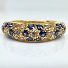 K18♥リング 指輪 サファイア ダイヤ リボン パヴェ YG K14 2025年最新