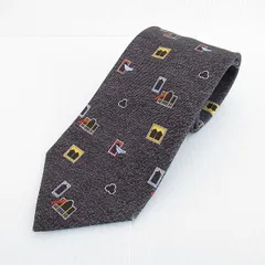 #anzt ブルガリ BVLGARI ネクタイ 黒 グレー シルク セッテピエゲ ハト 窓 総柄 イタリア製 メンズ [898976]