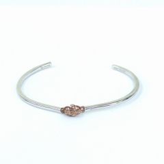 エルメス プスプス レザー ブレスレット バングル ブラック シルバー