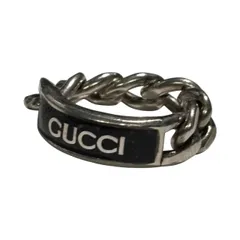GUCCI(グッチ) 925 logo plated golmet chain ring 925 ロゴ プレート ゴルメット チェーン リング 678711 17号 シルバー 箱付