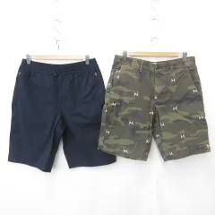 ギャップ GAP ユニクロ セオリー ハーフパンツ 2枚 迷彩柄 カモフラ 刺繍 犬 グリーン ブラウン ネイビー 緑 茶 紺 30 S