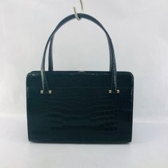 HAMANO がま口 ハンドバッグ リザード型押し ゴールド金具 皇室御用達