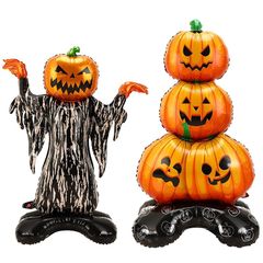 JANLOFO ハロウィン 飾り バルーン 2個 高さ約109ｃｍ ハロウィン バルーン ハロウィン 装飾 大型 ハロウィン 風船 カボチャ ハロウィン飾り 玄関 お店 ハロウィン パーティー イベント デコレーション