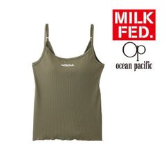 ミルクフェド 水着 ラッシュガード レディース ブラトップ キャミソール MILKFED OP BRA CAMISOLE 103252013005 カップ付き カーキ オリーブ 緑 op ブランド UVカット milkfed オーシャンパシフィック キャミ
