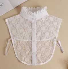 付け襟 フリルネック 立て襟 立ち襟 レース 重ね着 コーデ シャツ アンティーク風 おしゃれ  白白P_3