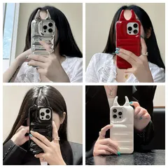 ins風皮質立体悪魔触角適用アップル16 promax携帯ケースiPhone 13/14ネットレッド12