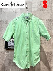 ポロラルフローレン 半袖 ボタンダウンシャツ S メンズ ライトグリーン POLO RALPHLAUREN ポニー ワンポイント