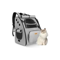 Tresbro 猫 キャリー リュック 犬 リュック【第二世代アップグレード版】ロック式ファスナー・3面カーテン付きの 猫 リュック キャリーバッグ 通気性 リュック 猫 キャリー 小型犬・小動物用 旅行/通院/災害避難に最適 ペットキャリー リュック 猫 1