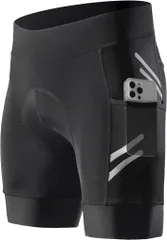 Santic(サンティック) メンズ サイクルパンツ レーサーパンツ 反射ストライプ サイクルウェア 自転車パンツ バックポケット( ブラック,  L)