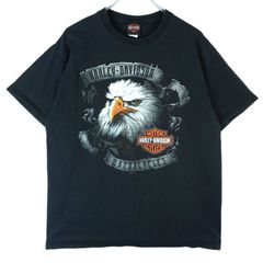 ハーレーダビッドソンHARLEYDAVIDSON半袖TシャツバイクTモーターサイクルBIKE海賊パイレーツ両面プリント黒ブラック動物アニマル鳥サウス・カロライナ州vintageヴィンテージ40302