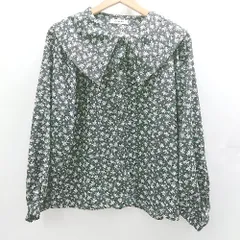 ◇ Φ⊂ w closet ダブルクローゼット 花柄 長袖 ブラウス シャツ サイズ M ブラック系 レディース E  【1502030043150】