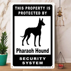 雑貨【Pharaoh-Hound/ファラオ・ハウンド】  Dog ドッグ  犬    メタルポスタ―　Security  セキュリティー 警告  ヤードサイン メタルプレート  ブリキ看板  -167