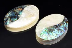 アバロンシェル 31x22mm オーバル (トップ穴) ペア 2個セット ルース パワーストーン 天然石 _PR3427