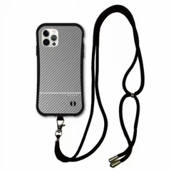 [iPhoneXR(テンアール)] スマホショルダー付 iPhone16 i-coronケース アイフォン 15 Pro Plus Pro Max 14 13 12 スマホケース ショルダー タイプ 背面保護 耐衝撃 カーボン調 シルバー メンズ