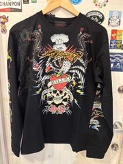 Ed Hardy エドハーディー EDH-2401 リブ付き 長袖Ｔシャツ ロンＴ トップス メンズ