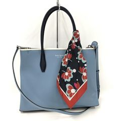 Kate Spade 2WAYバッグ エヴァ スカーフ ハンドル ミディアム トップ ジップ サッチェル レザー ブルー WKR00323-435-435-U CD5991
