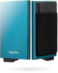 パシフィックブルー [zepirion] キャッシュレスに最適化 クレジットカードケース スキミング防止 磁気防止 スライド式 スリム 薄型 アルミニウム メンズ レディース Quick Wallet 2 (パシフィックブルー)