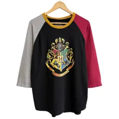 Harry Potter ハリーポッター 映画 ラグラン 七分袖 ロンT フロントプリント マルチカラー 黒×グレー×赤 Lサイズ No.Y493のサムネイル
