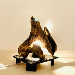 壁　L02 LED照明　流木アート　インテリア　組み合わせ　流木らいと