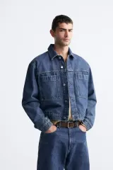 XL （ 110 ） ZARA(ザラ) オム メンズ オーバーサイズ クロップド デニム ジャケット