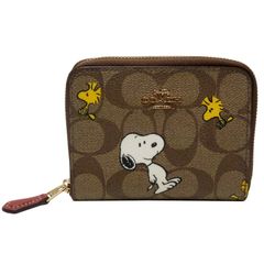 コーチ　ＣＯＡＣＨｘＰＥＡＮＵＴＳ　　スモールジップアラウンドウォレット/ラウンドファスナー財布　シグネチャー　スヌーピー　ウッドストック　　ＣＥ７０４　未使用品