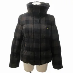 ポールスミス PAUL SMITH ダウンジャケット チェック柄 比翼仕立て ウール 茶 黒 ブラウン ブラック 40 約M 0221 IBO47のサムネイル