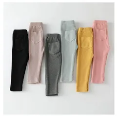 レギンス パンツ ストライプ ポケット付き キッズ ガールズ 女の子 女児 子供 子供服 90cm 100cm 110cm 120cm 130cm ナチュラル オシャレ シンプル きれいめ かわいい 幼稚園 保育園 小学校 通園 通学