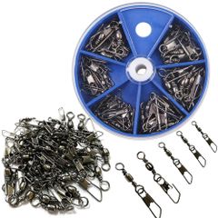 タル型スナップ付スイベル 50本 よりもどし 釣り仕掛け 釣り金具 15lb-28lb スナップ付きサルカン スナップ スイベル 5サイズセット サルカン 釣り SHADDOCK