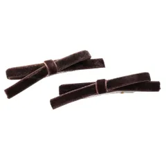 【ブラウン×2セット】[Cream dot. クリームドット公式] ヘアアクセサリー レディース 2点セット ヘアクリップ ベロア ミニ リボン ベルベット 前髪 小さめ 髪留め まとめ髪 大人