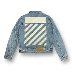 新品同様 国内正規 OFF-WHITE 23SS DIAG TAB SLIM DENIM JACKET OMYE079C99DEN004 プリント デニムジャケット Gジャン オフホワイト M 57526Aのサムネイル