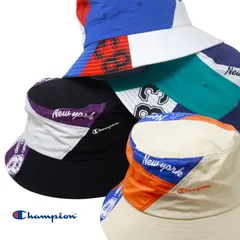 バケットハット チャンピオン 帽子 パッチワーク 10代 20代 Champion ストリート ファッション 暑さ対策 洗える帽子 ポップ シャカシャカ 誕生日 プレゼント ハット カジュアル バケハ メンズアイテム ナイロン ポリエステル【MB】