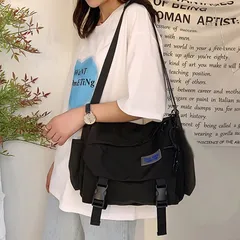 ショルダーバッグ レディース 斜めがけ 肩掛け バッグ ボディバッグ 軽量 2way 大容量 カジュアル 韓国ファッション 男女兼用 丈夫 軽量 ナイロン素材 ショルダー長さ調節可能 アウトドア ブラック