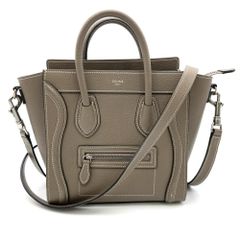 セリーヌ CELINE ラゲージ ナノ ハンドバッグ レザー 189243DRU スリ グレージュ【中古】