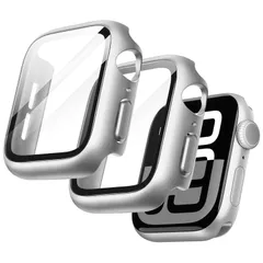 【新着商品】ケース 液晶保護フィルム付き 42mm用 全面保護カバー 11/10 強化ガラスフィルム内蔵 Series 高感度 Watch 2個セット Apple (シルバー) JETech