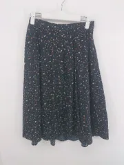 ◇ green label relaxing UNITED ARROWS 総柄 ラップ風 膝下丈 フレア スカート サイズ36 ネイビー系 マルチ レディース E  【1307250032898】