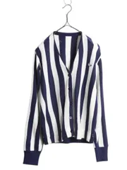 【お得なクーポン配布中!】 70s ラコステ ストライプ ニット カーディガン レディース L 程/ ヴィンテージ 前開き アクリル セーター ワンポイント ツートン ワニ刺繍