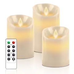 電池式 キャンドルライト ロウソク 雰囲気 専用リモコン付き ロウソク 暖色 本物の炎のようにゆらめく 屋内外 【3点セット】 装飾 キャンドル 明るさ調整 LEDライト LED キャンドル - PinnWaa ホワイト
