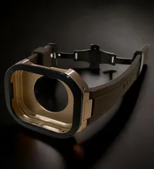 ブラウン×ローズブラック★49mm apple watch ultraアップルウォッチラバーメタルカバーセット　ウルトラ　49ミリ用　カスタム ultra1/2/3