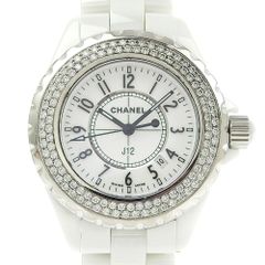 【CHANEL】シャネル J12 H0967 ホワイトセラミック×ダイヤモンド クオーツ アナログ表示 レディース 白文字盤 腕時計
