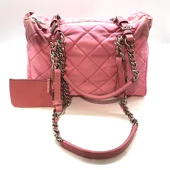 ★PRADA プラダ キルティング 2Way ミニボストンバッグ BR2236 三角ロゴプレート トライアングルロゴ ピンク系  レディース 中古 005628のサムネイル
