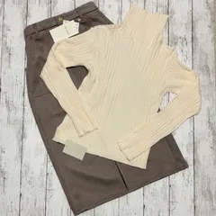 【2点セット】レイカズン スウェードポンチナロースカート ロングスカート スプーンストア リブニットタートルネック ブラウン 秋 冬