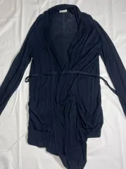 【210597】en recre アンレクレ  【クリーニング済み】ロングカーディガン　透け感 レリアン  ・ 濃紺