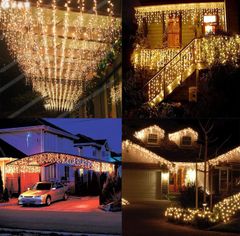 Salcar 10ｍ 400球 LED つらら イルミネーション ライト 防水 室内屋外兼用 8点灯モード PSE認証 クリスマス カーテンライト コンセント式 電球色