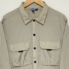 (^w^)b Ｈ＆Ｍ DIVIDED エイチアンドエム デバイデッド ナイロンジャケット ナイロン100% 長袖 シャツ ジャケット ベージュ 茶 無地 フラップポケット スナップボタン 薄手 デザイン性 アウトドア デイリー 羽織 メンズ サイズUS-M/S