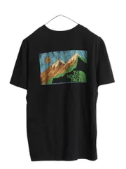 【お得なクーポン配布中!】 ノースフェイス 両面 プリント 半袖 Tシャツメンズ M 古着 アウトドア アート イラスト グラフィック バックプリント カットソー ブラック
