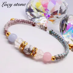 天然石 パワーストーン ブレスレット アンクレット マクラメ ハウライト ローズクォーツ エンジェライト 水晶 恋愛運 人間関係 自己肯定感