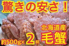【特価】北海道産 毛蟹 約500g×2杯＝約1kg 旬 訳なし 冷凍 ボイル