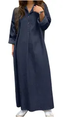 【迅速発送】チュナッチ シャツワンピース ゆったり ロング丈 体型カバー 長袖 シャツワンピ デニム風 レディース 春 秋 冬