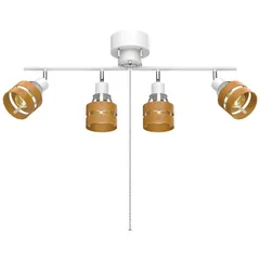 Depuley シーリングライト 4灯式 スポットライト 6-8畳 LED電球対応 E26口金 天井照明 おしゃれ キッチン用 角度調節でき 無垢材のシェード プルスイッチ シンプル 照明器具 食卓用 台所 リビング用 レストラン 電球別売り ナチュラル