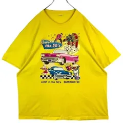 ヴィンテージvintage半袖Tシャツアメリカンポップ50年代アメリカレトロ外車アメ車カジノサイコロダイスミュージックボックスイラスト黄色イエロー青ブルーピンク赤レッドグランジアメカジ50521